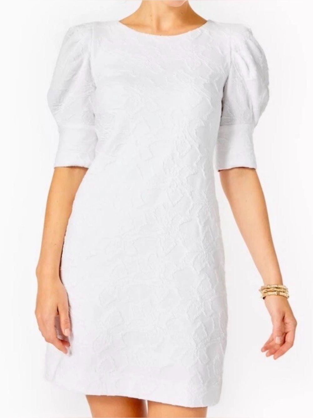 Lilly Pulitzer Knowles Jacquard Floral Textured Puff-Sleeve Mini Dress Size XS